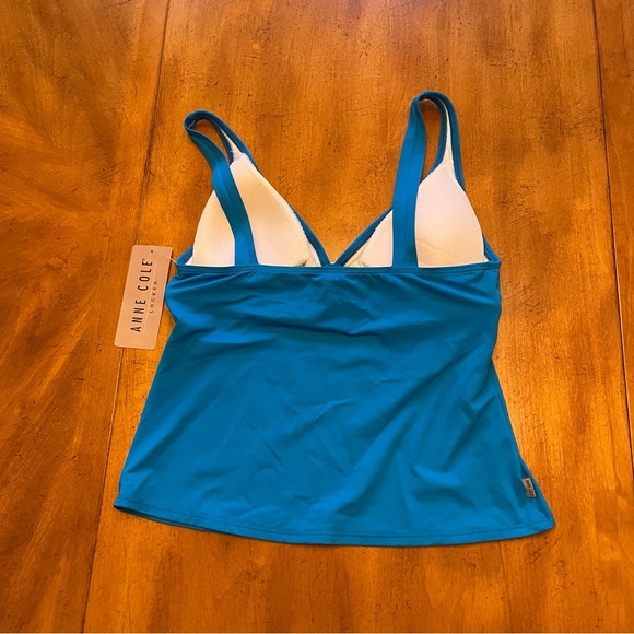 Anne Cole Electric Blue White Tankini Top S NWT - Picture 2 of 4